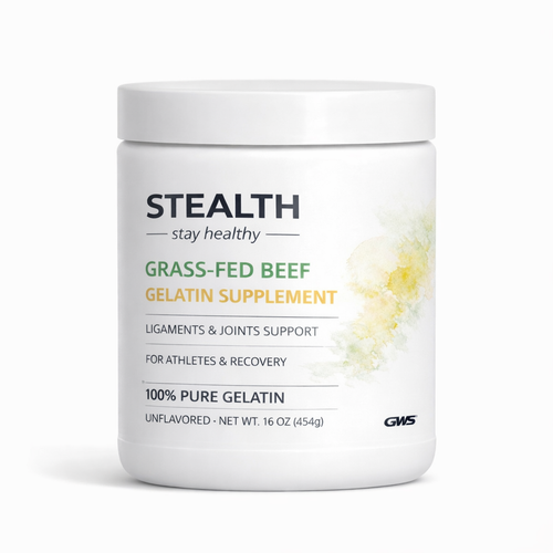 STEALTH Pure Grass-Fed Beef Gelatin Supplement 16oz - Ligaments and Joints Support for Athletes